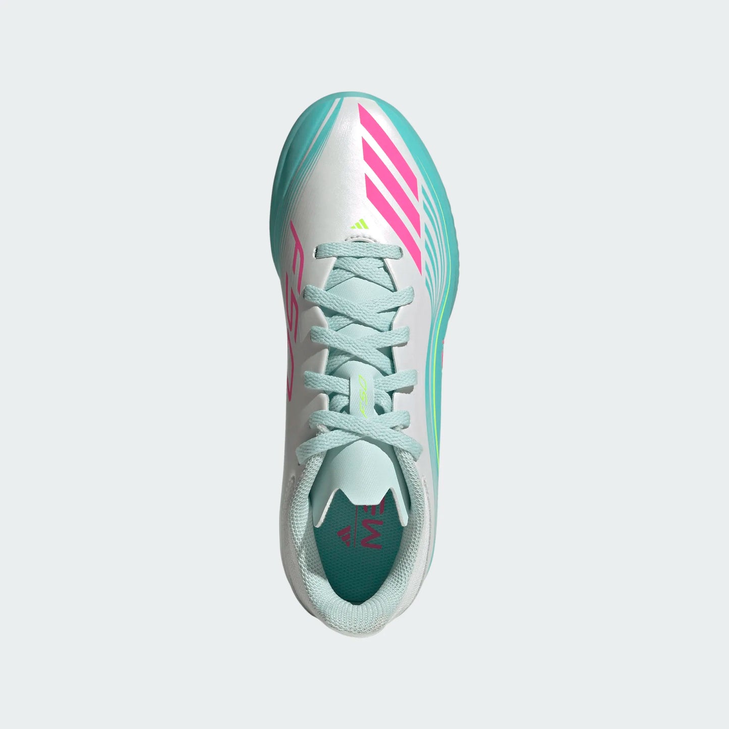 adidas F50 League MESSI TF Turf Junior - FTWhite/ Lucid Pink/ Flash Aqua