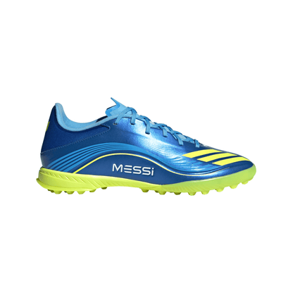 adidas F50 League Messi TF Turf Soccer Cleats- Team Royal Blue/Solar Yellow/Semi Blue Burst