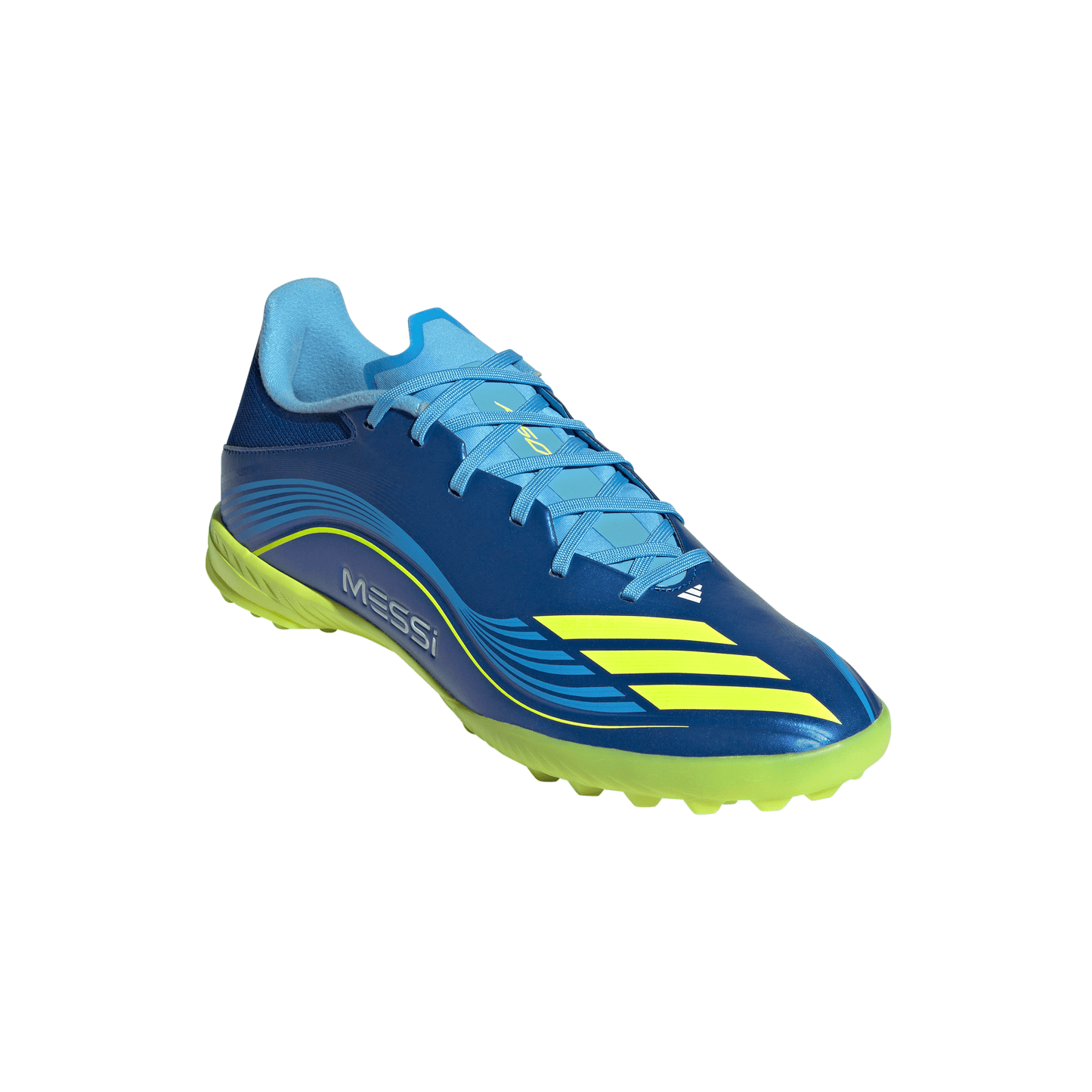 adidas F50 League Messi TF Turf Soccer Cleats- Team Royal Blue/Solar Yellow/Semi Blue Burst