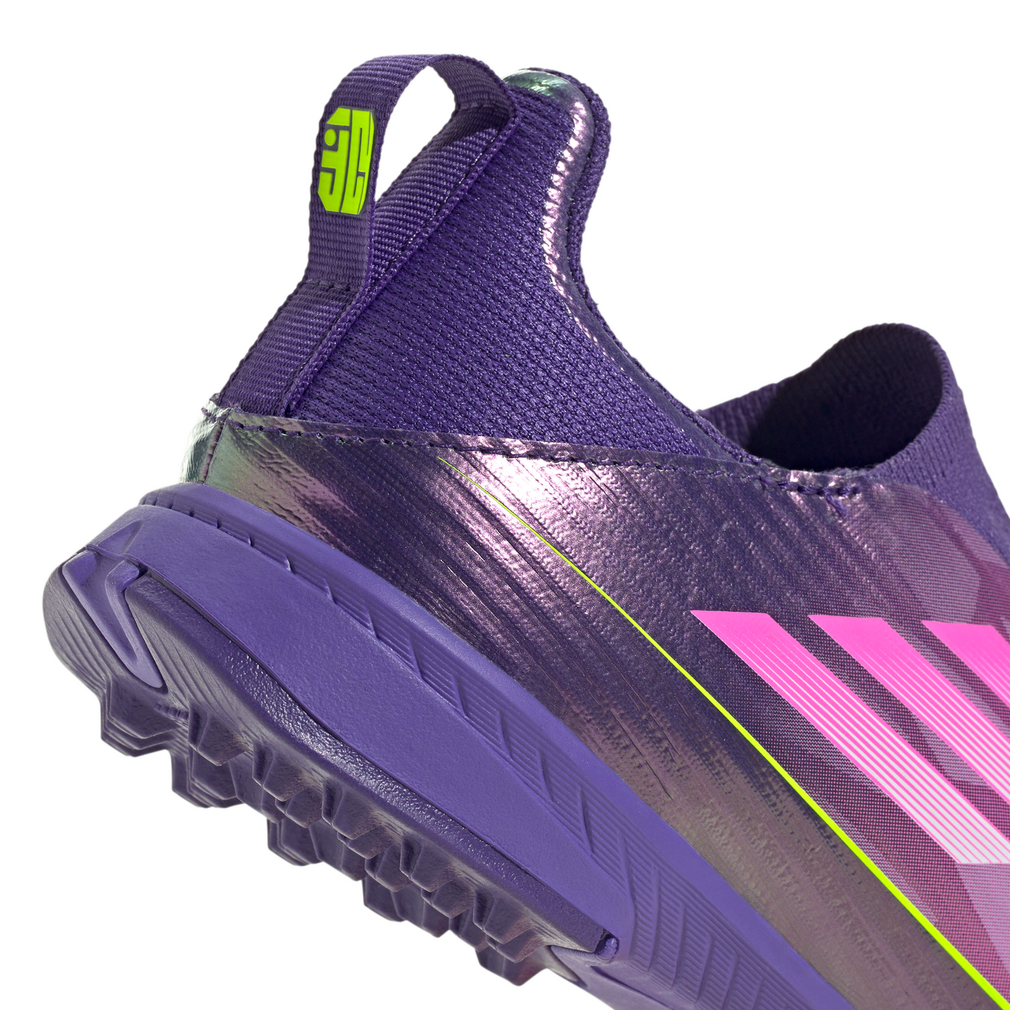 adidas Junior F50 League LY Lamine Yamal TF Turf Soccer Shoes - Purple / Unity purple/ FTwr white/ Lucid Lemon