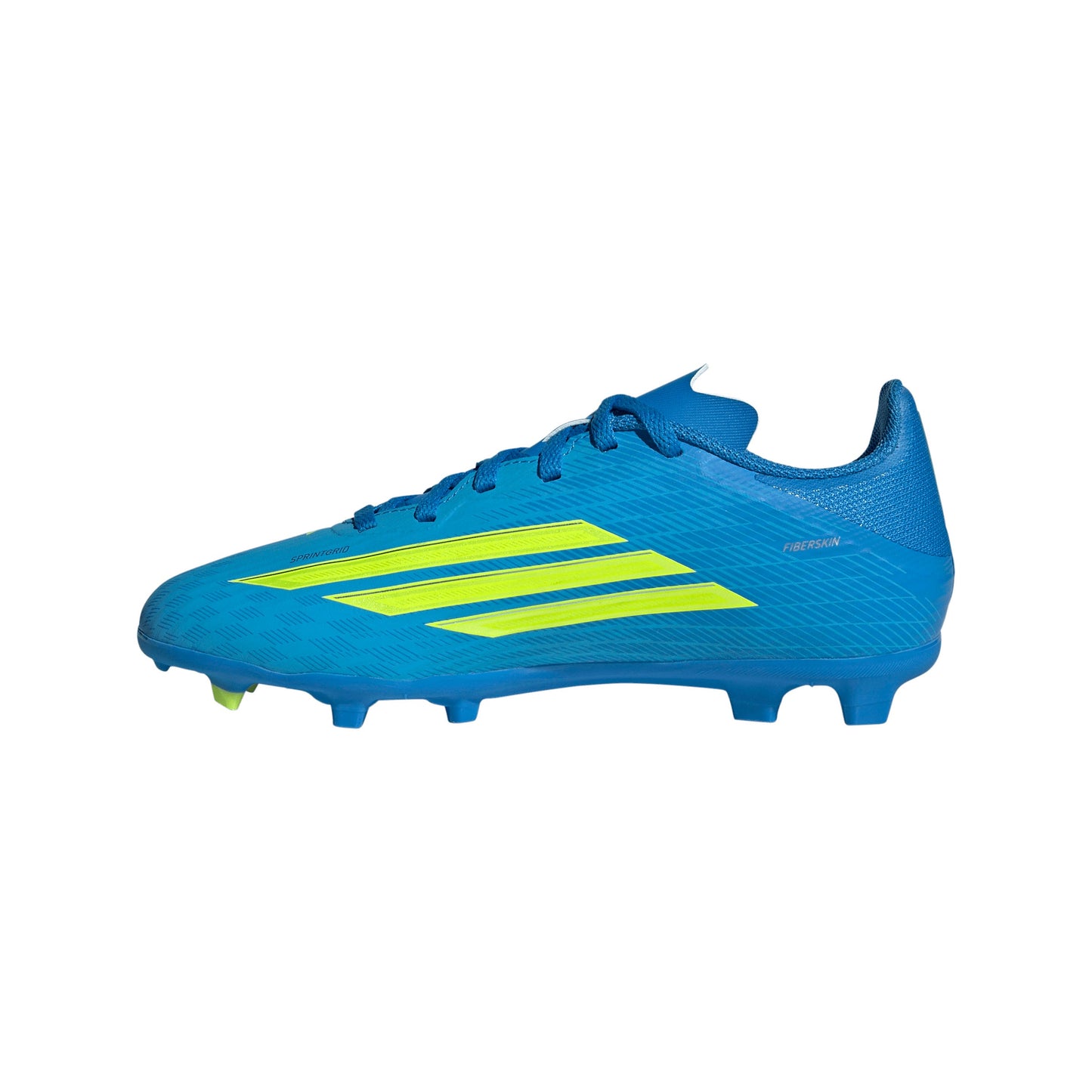 adidas F50 League Junior FG Firm Ground Soccer Cleats- Lucid Ray Blue / Team Solar Yellow 2 / Lucid Aquamarine