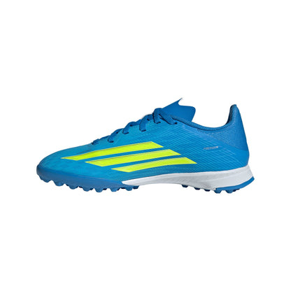 adidas F50 League Junior TF Turf Soccer Cleats- Lucid Ray Blue / Team Solar Yellow 2 / Lucid Aquamarine