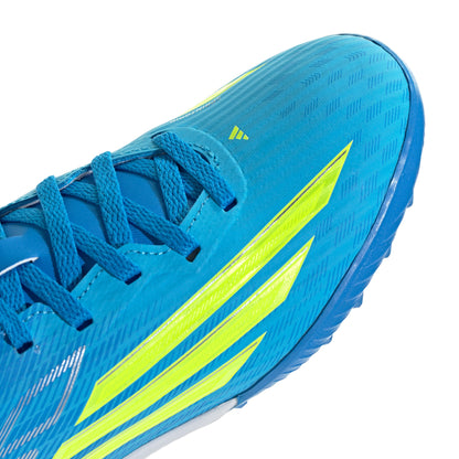 adidas F50 League Junior TF Turf Soccer Cleats- Lucid Ray Blue / Team Solar Yellow 2 / Lucid Aquamarine