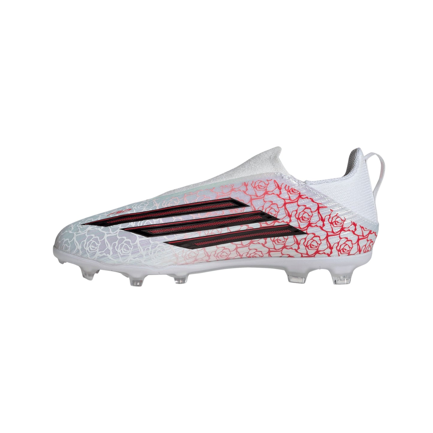 adidas F50 League Laceless Lamine Yamal Kids FG Firm Ground Soccer Cleats- Cloud White / Core Black / Lucid Red