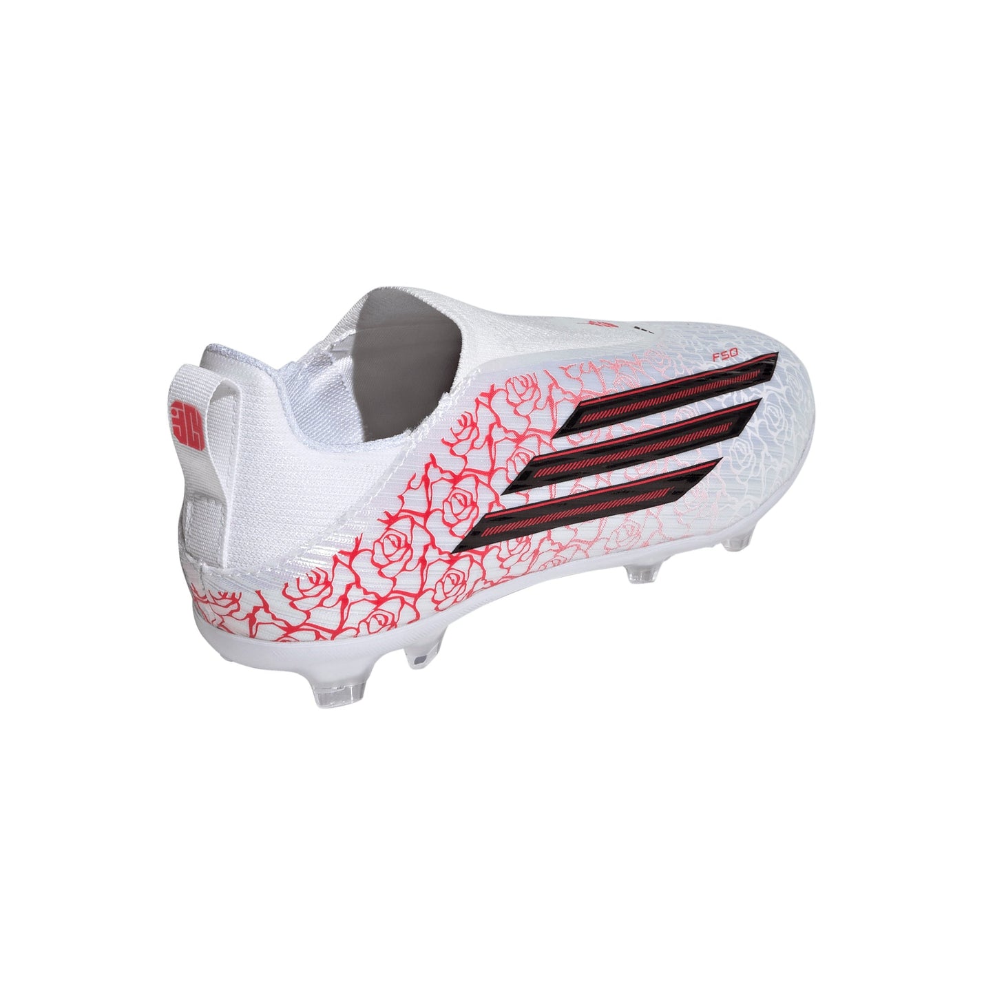adidas F50 League Laceless Lamine Yamal Kids FG Firm Ground Soccer Cleats- Cloud White / Core Black / Lucid Red