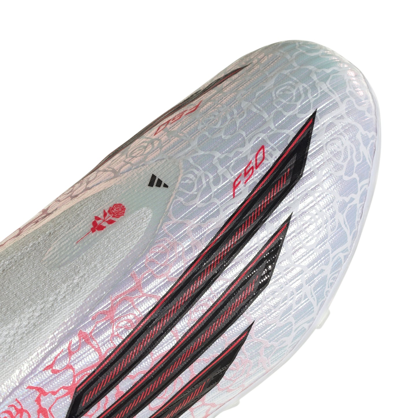 adidas F50 League Laceless Lamine Yamal Kids FG Firm Ground Soccer Cleats- Cloud White / Core Black / Lucid Red
