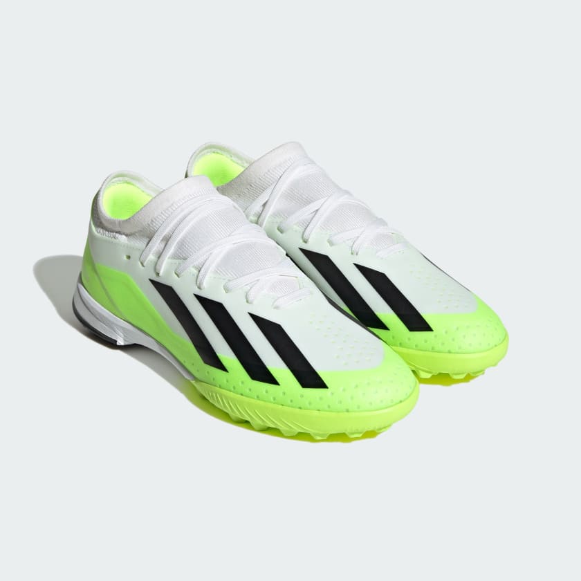 adidas X CrazyFast.3 TF Junior Turf Soccer Cleat - White/Core Black/Lucid Lemon