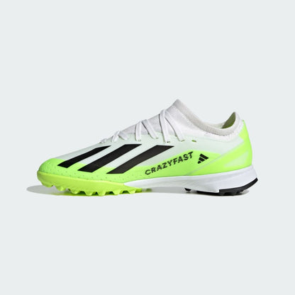adidas X CrazyFast.3 TF Junior Turf Soccer Cleat - White/Core Black/Lucid Lemon