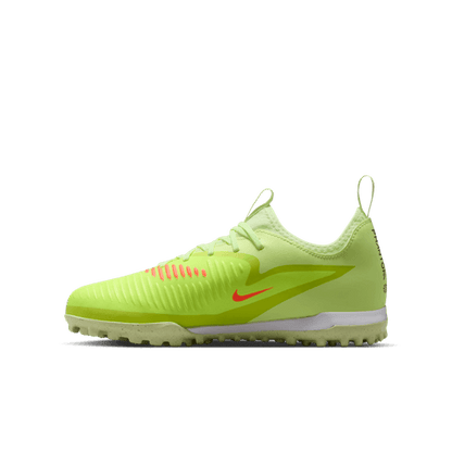 Nike Junior Phantom 6 Low Academy TF Turf Soccer Cleats - Hyper Crimson/ Black- Life lime