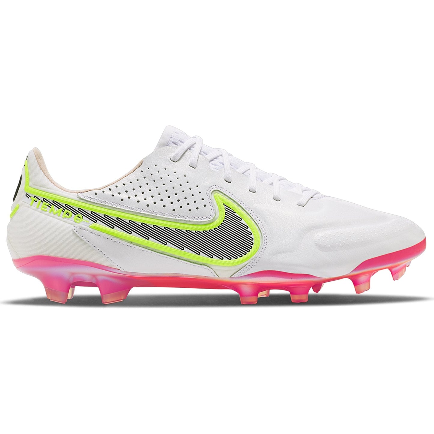 Nike Tiempo Legend 9 Elite FG Firm Ground Soccer Cleat -  White/Black/Bright Crimson/Pink Blast