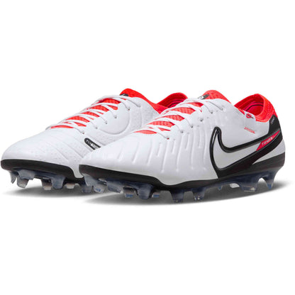 Nike Tiempo Legend 10 Elite FG Firm Ground Soccer Cleat - White/Black/Bright Crimson