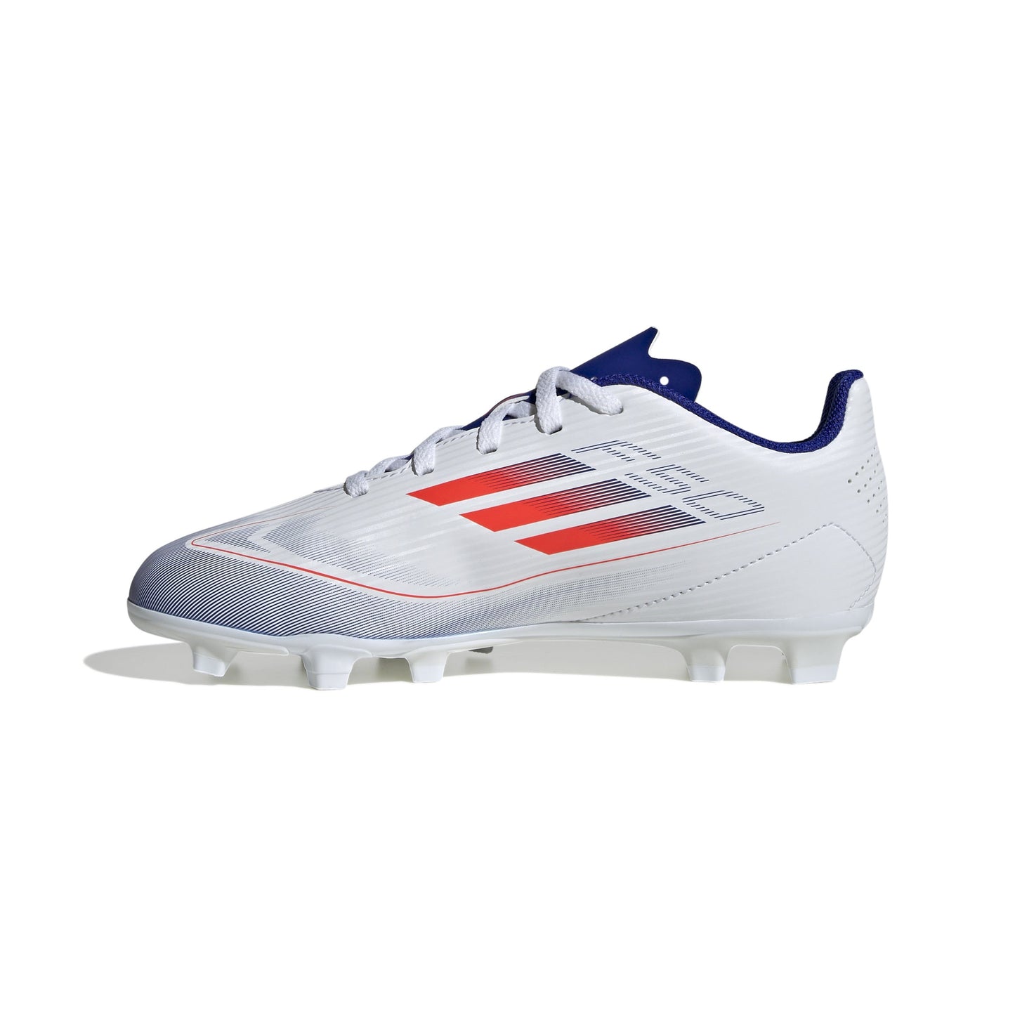 adidas F50 Club Junior FG Firm Ground Soccer Cleats - White/Solar Red/Blue