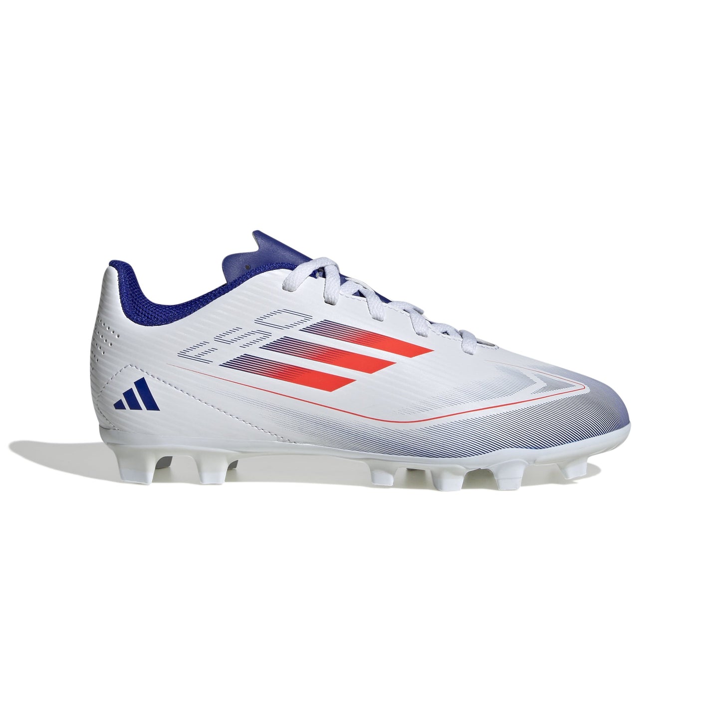 adidas F50 Club Junior FG Firm Ground Soccer Cleats - White/Solar Red/Blue