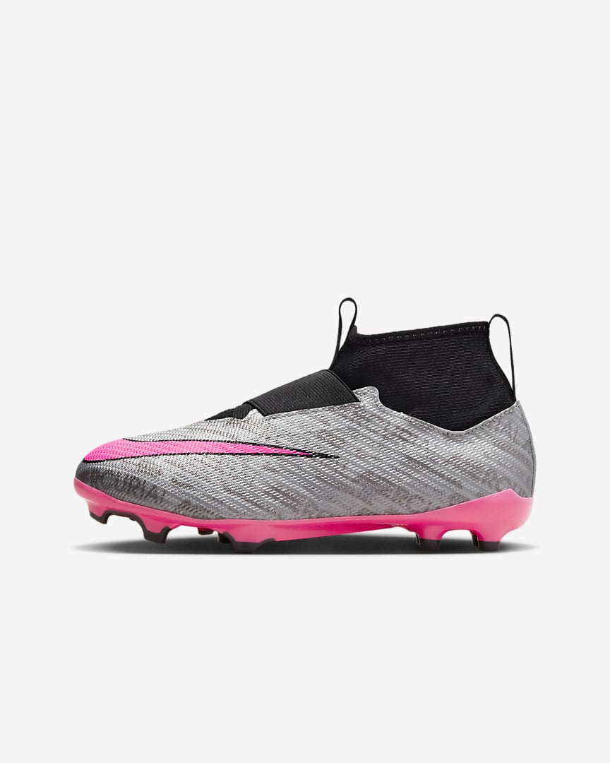 Nike Jr. Zoom Mercurial Superfly 9 Pro XXV FG- Metallic Silver/Hyper Pink