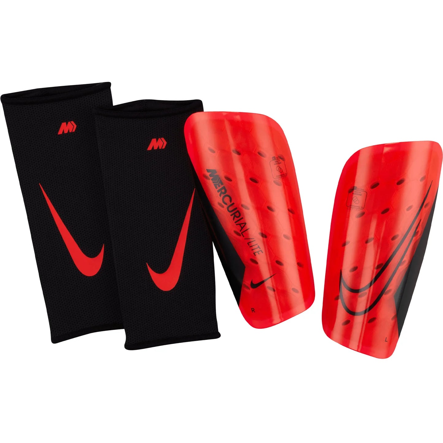 Nike Mercurial Lite Soccer Shin Guards - BRIGHT CRIMSON/BLACK/BLACK