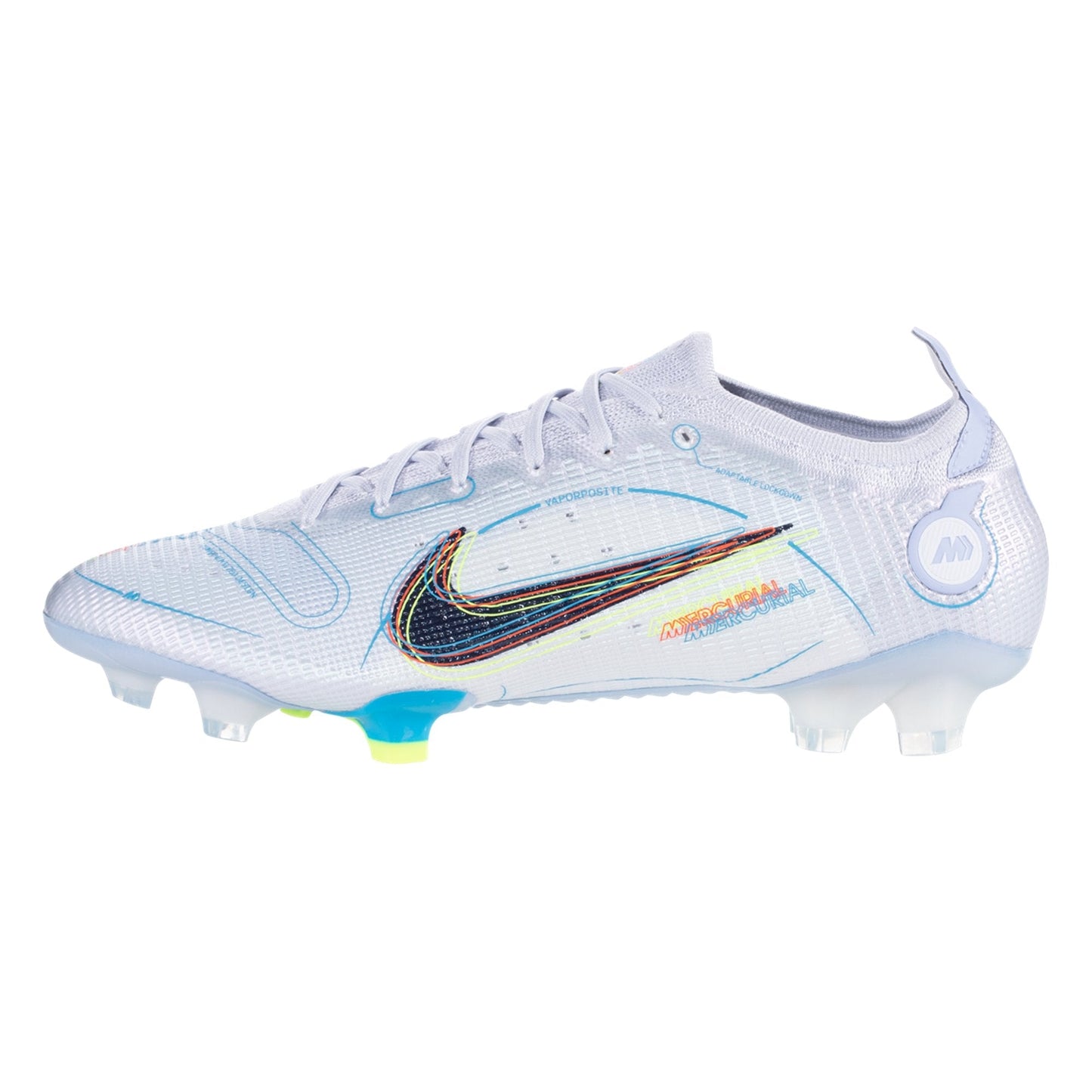 Nike Mercurial Vapor 14 Elite FG Firm Ground Soccer Cleat - Grey/Blackened Blue/Light Marine/Laser Blue/Rush Orange/Volt