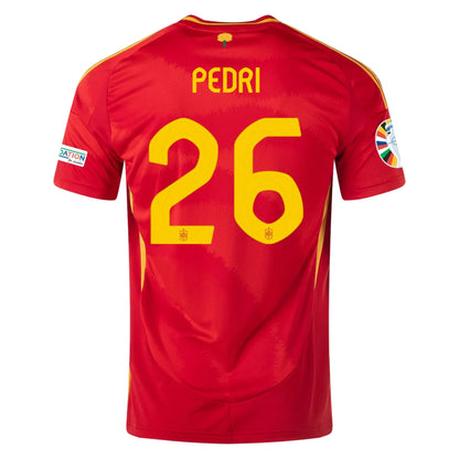 Men's Replica Adidas Pedri Spain Home Jersey 2024