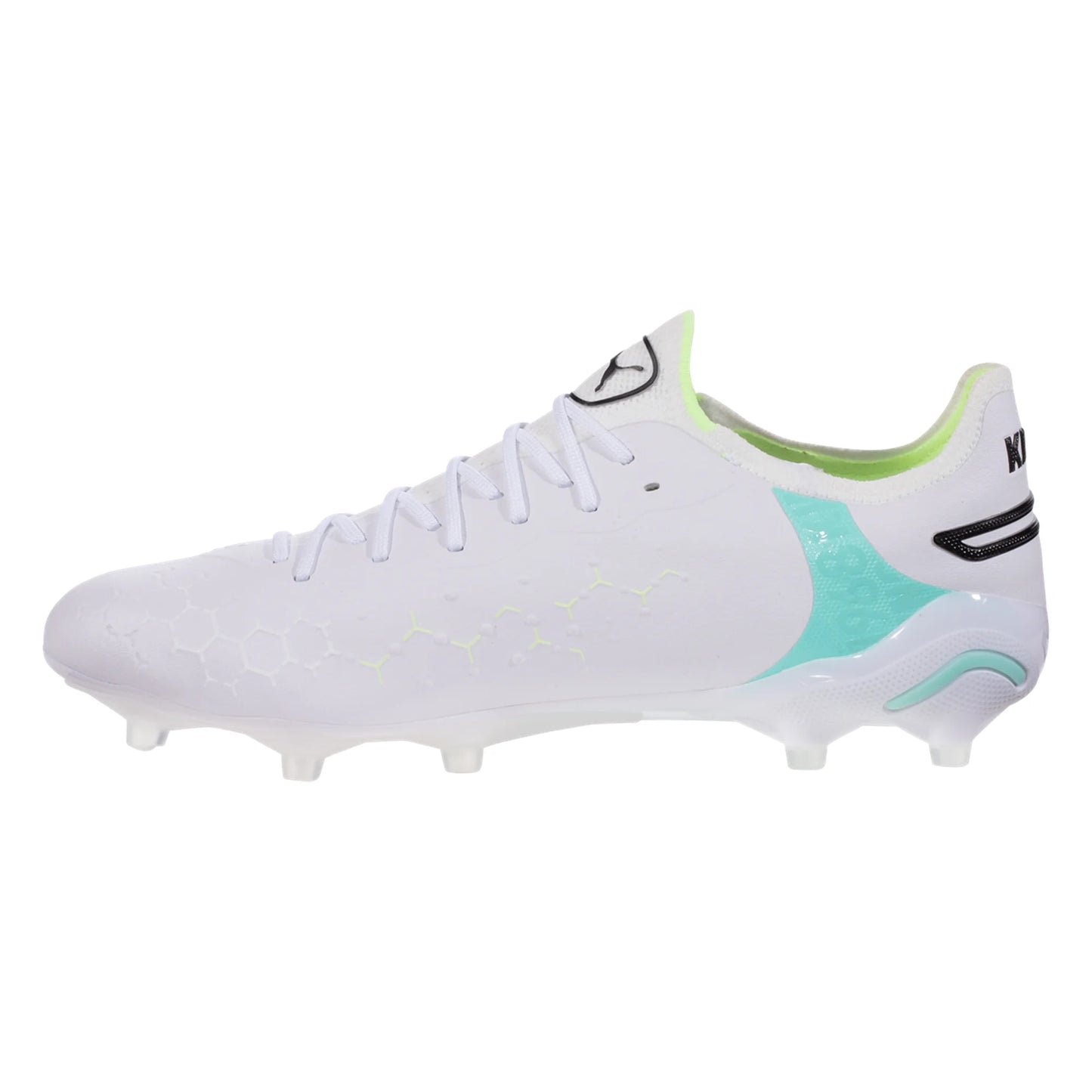 Puma King Ultimate FG/AG Firm Ground Soccer Cleat - White/Black/Yellow/Peppermint