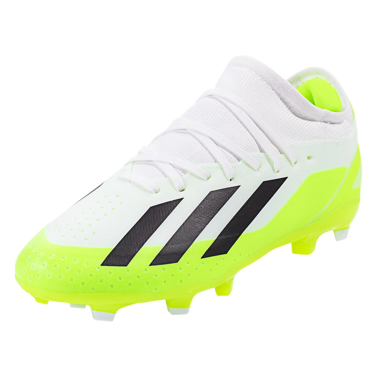 adidas X CrazyFast.3 FG Junior Firm Ground Soccer Cleat - White/Core Black/Lucid Lemon