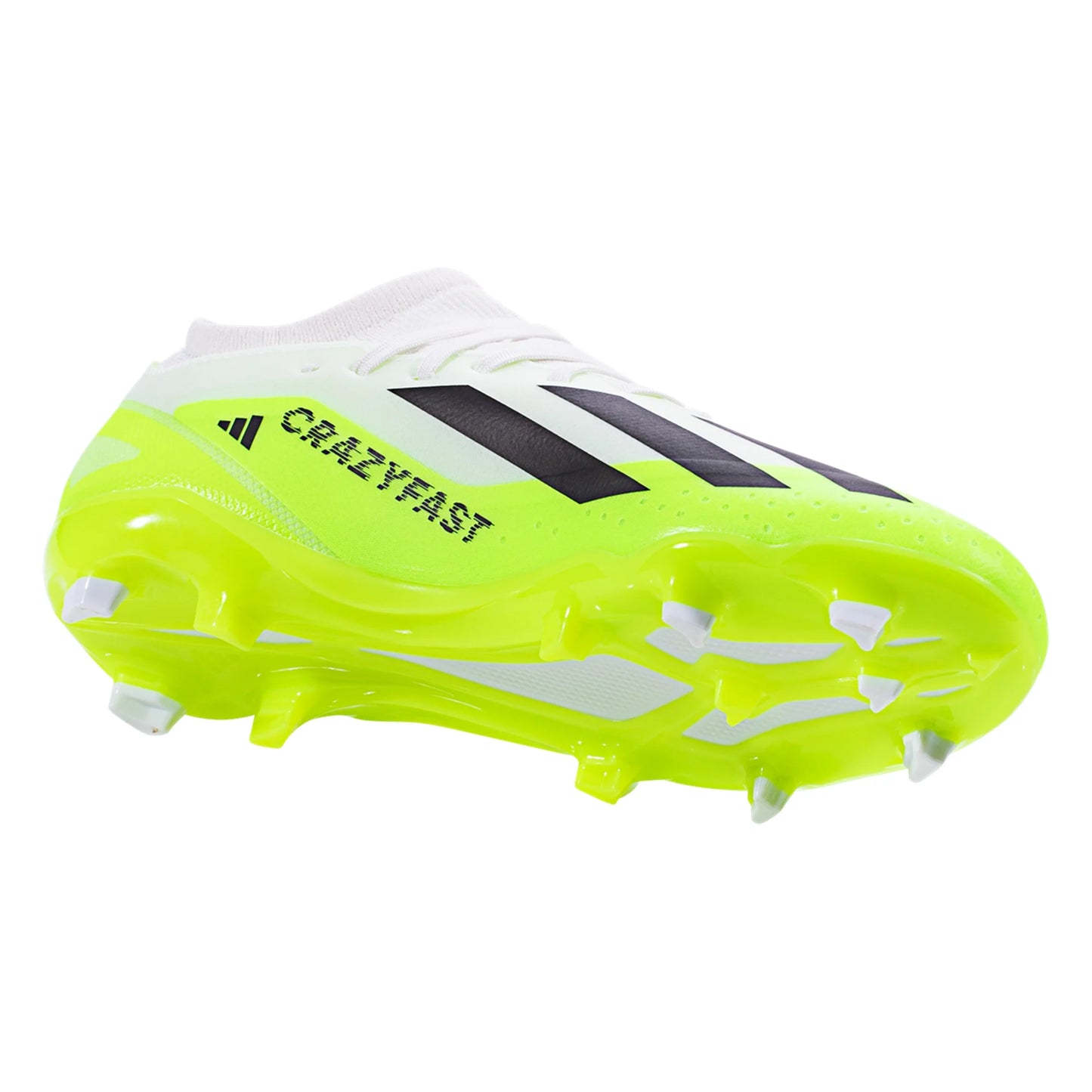 adidas X CrazyFast.3 FG Junior Firm Ground Soccer Cleat - White/Core Black/Lucid Lemon