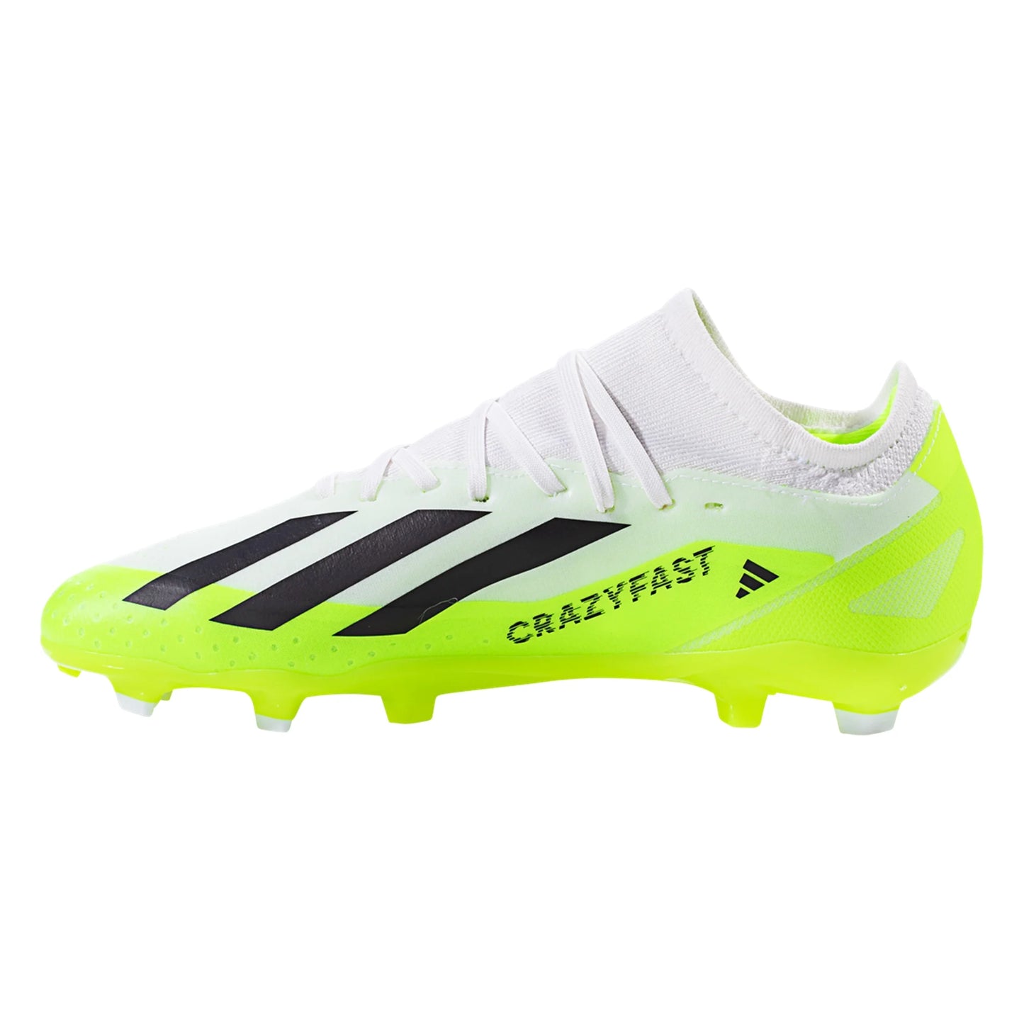 adidas X CrazyFast.3 FG Junior Firm Ground Soccer Cleat - White/Core Black/Lucid Lemon