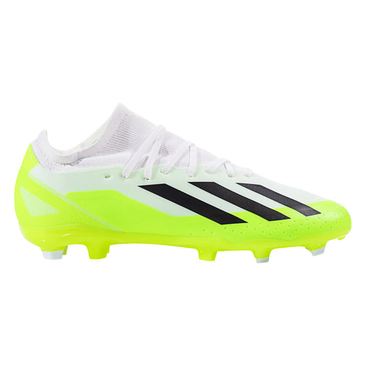 adidas X CrazyFast.3 FG Junior Firm Ground Soccer Cleat - White/Core Black/Lucid Lemon