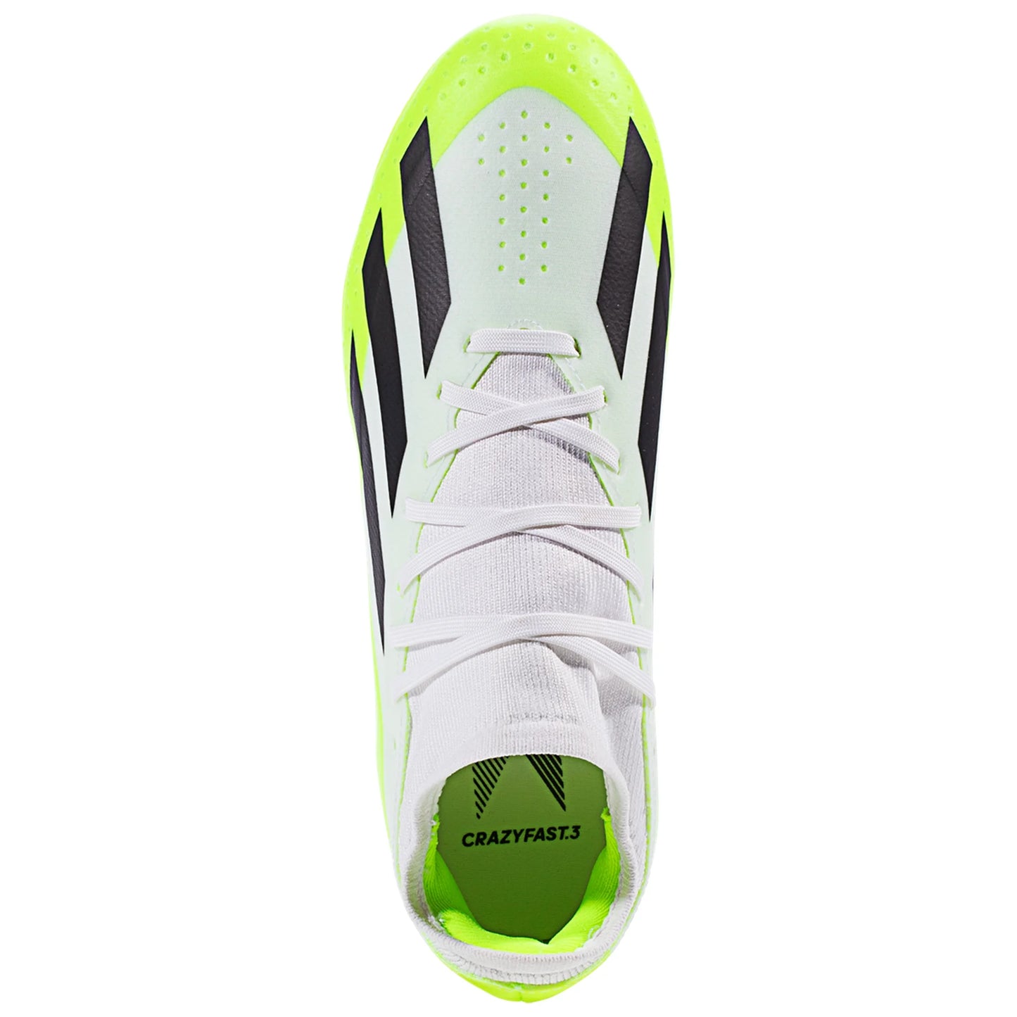 adidas X CrazyFast.3 FG Junior Firm Ground Soccer Cleat - White/Core Black/Lucid Lemon