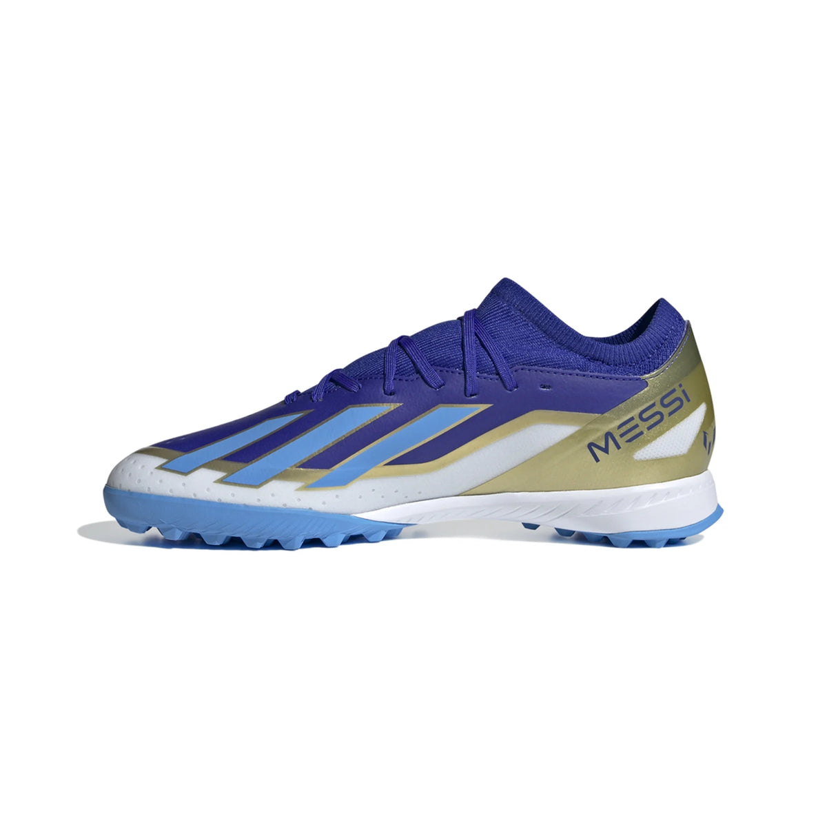 adidas X CrazyFast League Messi TF Turf Soccer Cleat - Lucid Blue/Blue Burst/White