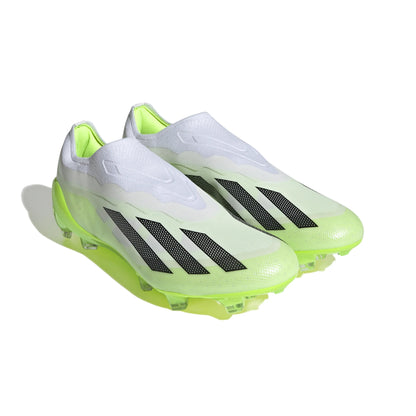 adidas X CrazyFast.1 Laceless FG Firm Ground Soccer Cleat - White/Core Black/Lucid Lemon