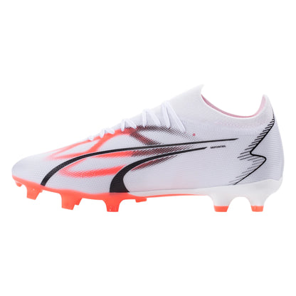 Puma Ultra Match FG/AG Firm Ground Soccer Cleat - White/Black/Fire Orchid