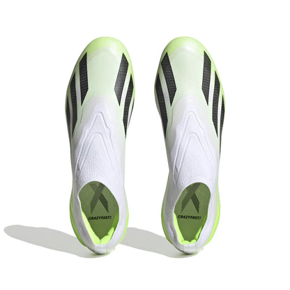 adidas X CrazyFast.1 Laceless FG Firm Ground Soccer Cleat - White/Core Black/Lucid Lemon