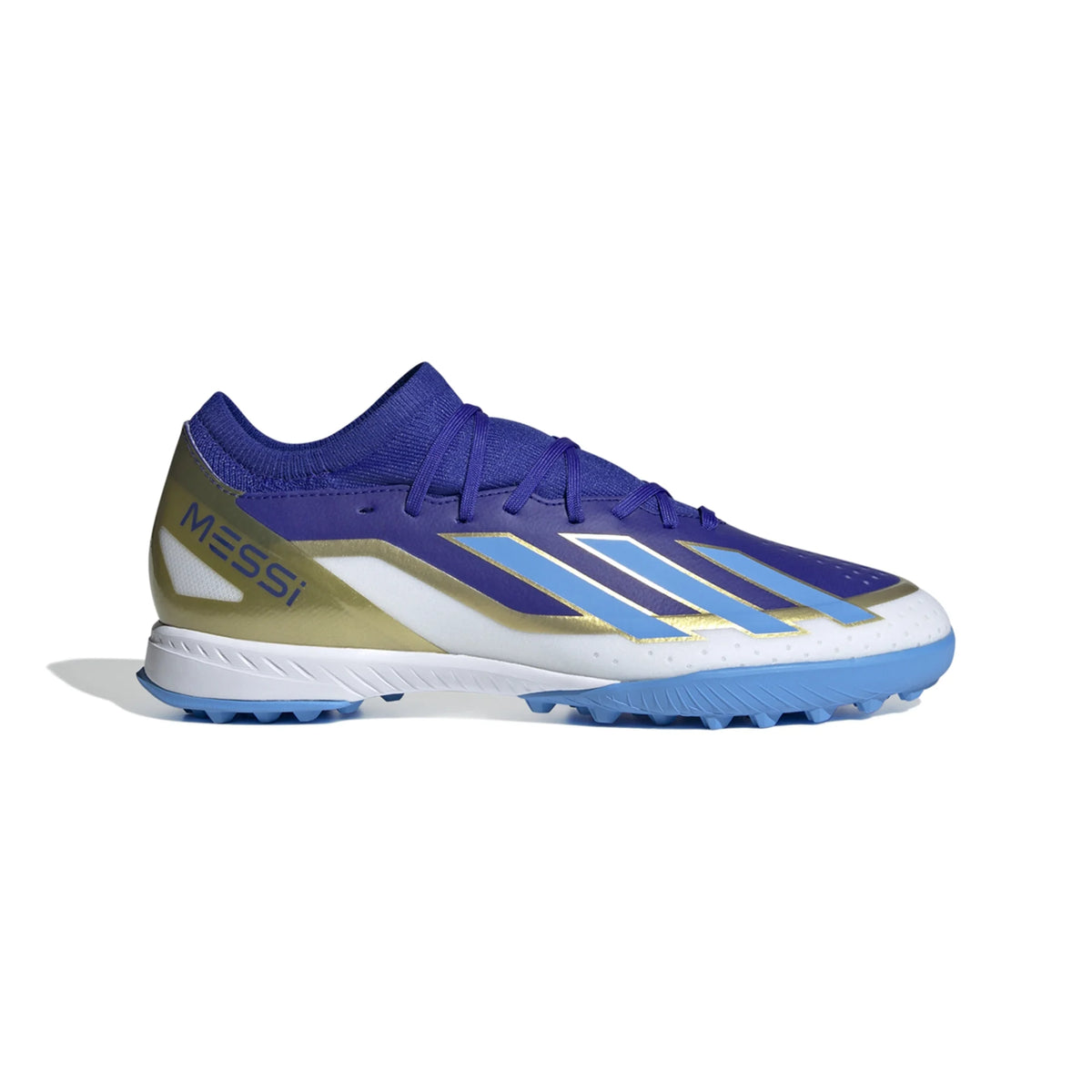 adidas X CrazyFast League Messi TF Turf Soccer Cleat - Lucid Blue/Blue Burst/White