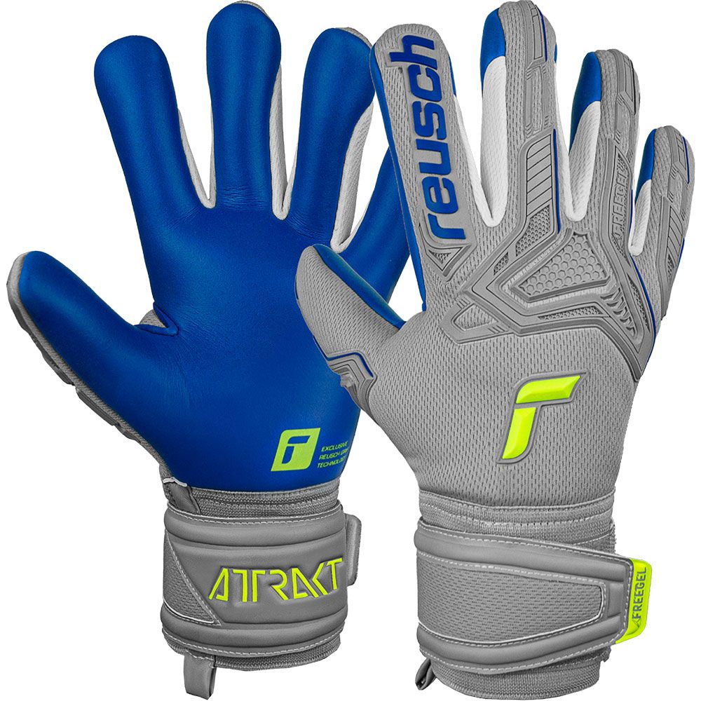 Reusch Attrakt Silver Junior- Vapor Gray/ Safety Yellow/ Deep Blue