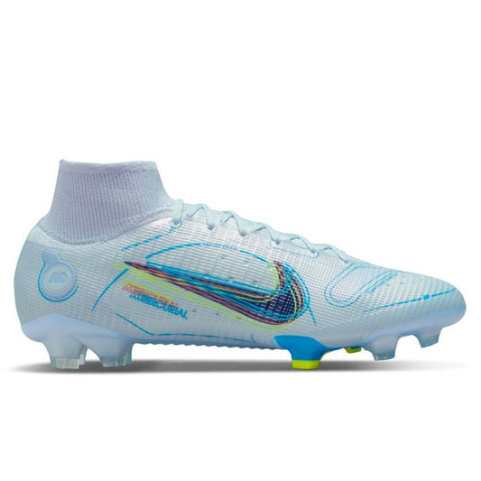 Nike Mercurial Superfly 8 Elite FG Firm Ground Soccer Cleat - Grey/Blackened Blue/Light Marine/Laser Blue/Rush Orange/Volt