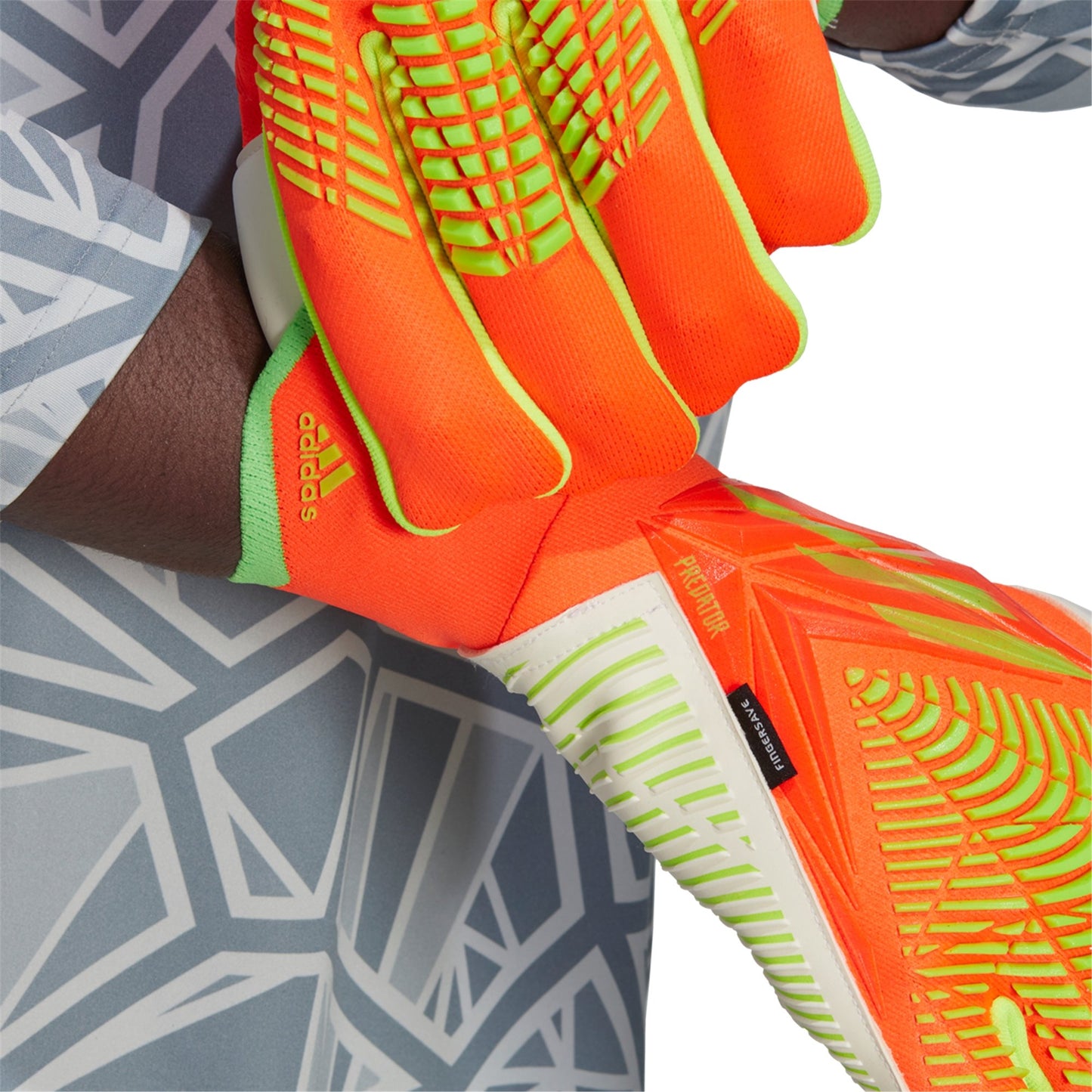 adidas Predator Pro Fingersave Goalkeeper Gloves - Solar Red/Solar Green