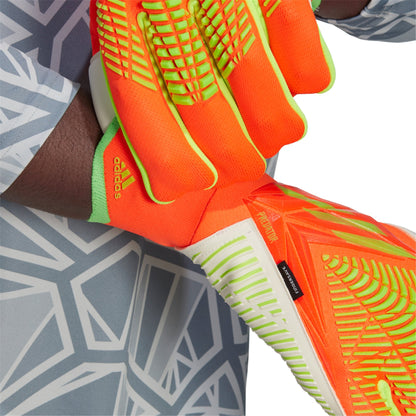 adidas Predator Pro Fingersave Goalkeeper Gloves - Solar Red/Solar Green