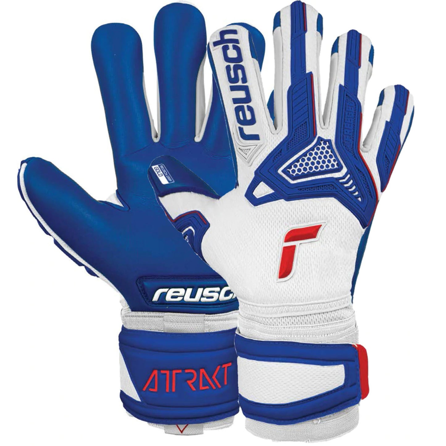 Reusch Attrakt Freegel Gold Sleek Finger Support- White/ Red/ Deep Blue